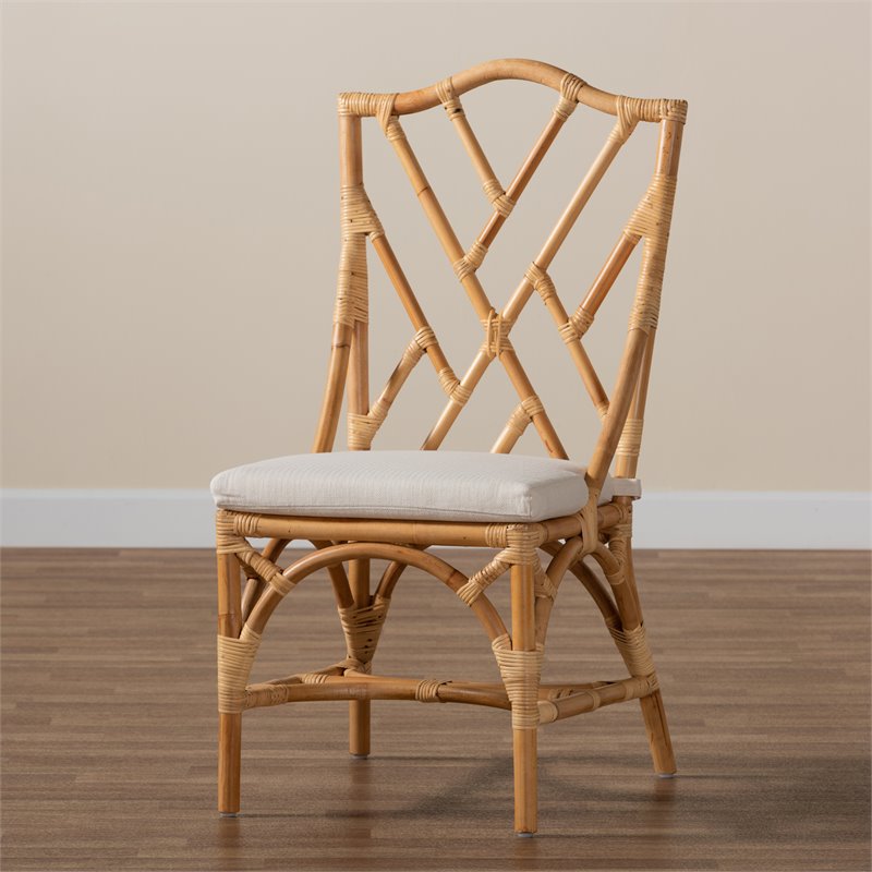 Bowery Hill Rattan Natural Chair Rectangular Fully Assembled 40.2