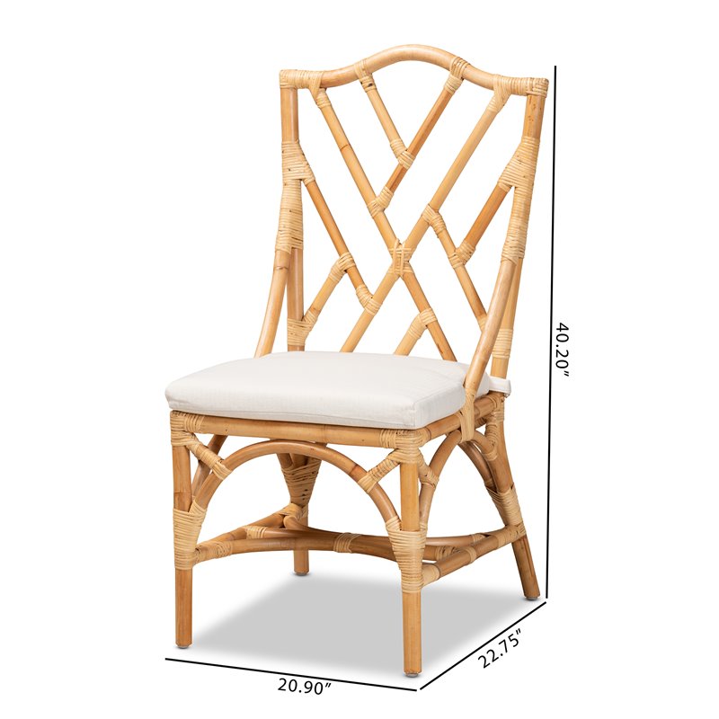 Bowery Hill Rattan Natural Chair Rectangular Fully Assembled 40.2
