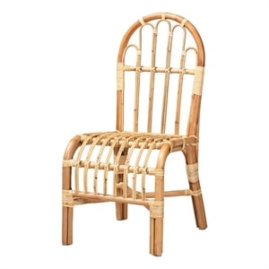 Bowery Hill 21.7&quot Modern Rattan Curved Seat Chair in Natural