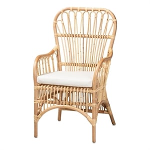 Bowery Hill Rattan Natural Beige Armchair Rectangular Fully Assembled