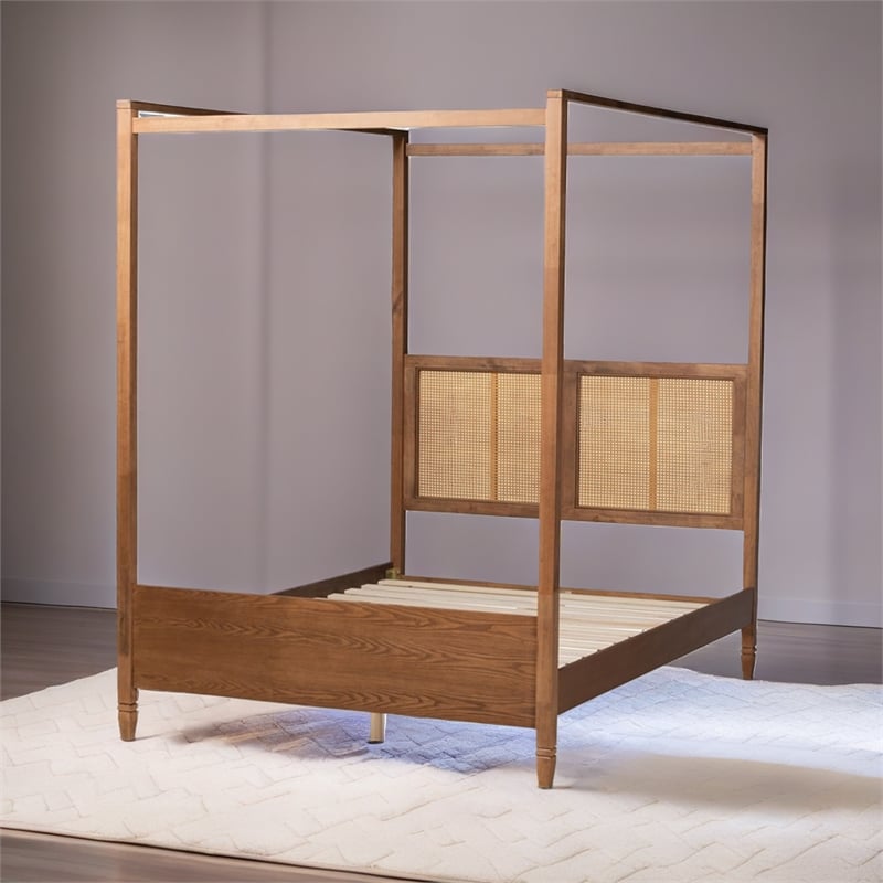 Bowery Hill Brown Finished Wood King Size Canopy Bed
