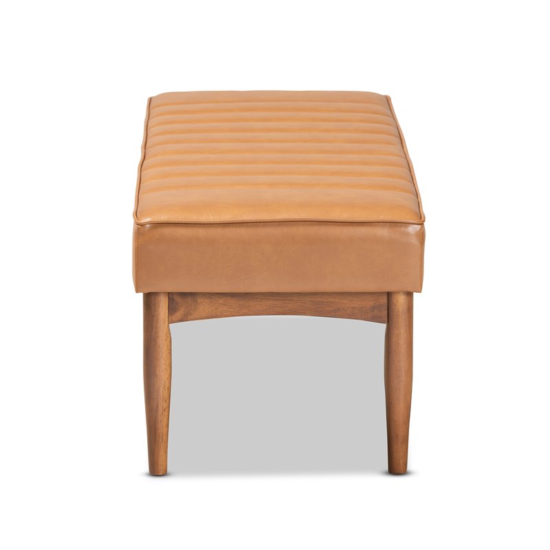Bowery Hill Tan and Brown Finished Wood Dining Bench