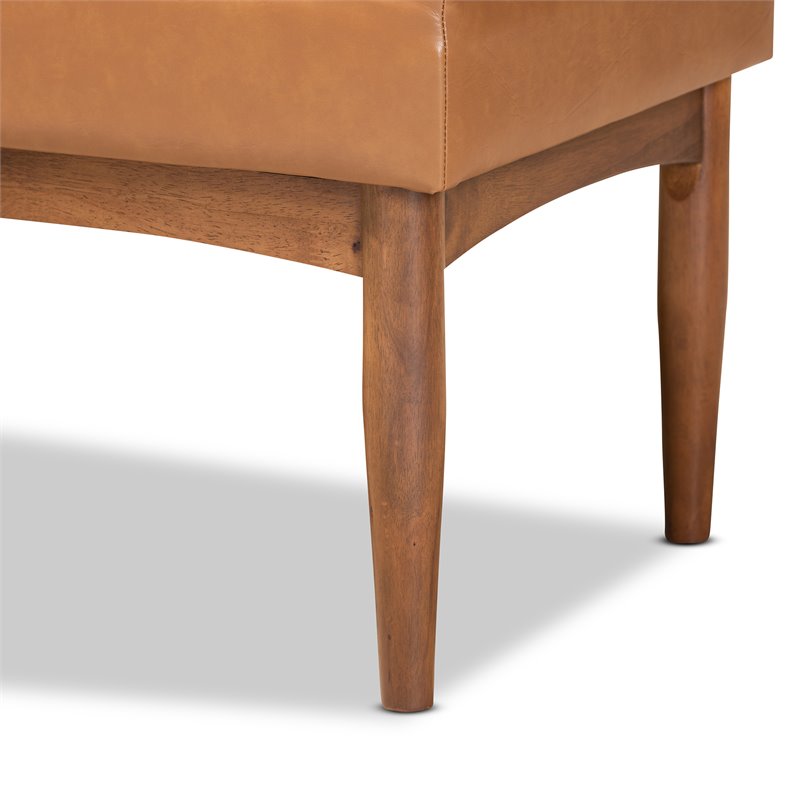 Bowery Hill Tan and Brown Finished Wood Dining Bench