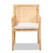 Bowery Hill Natural Finished Wood and Rattan Armchair