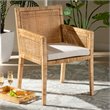 Bowery Hill Natural Finished Wood and Rattan Armchair