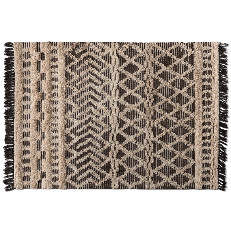 Bowery Hill Ivory and Charcoal Handwoven Wool Area Rug