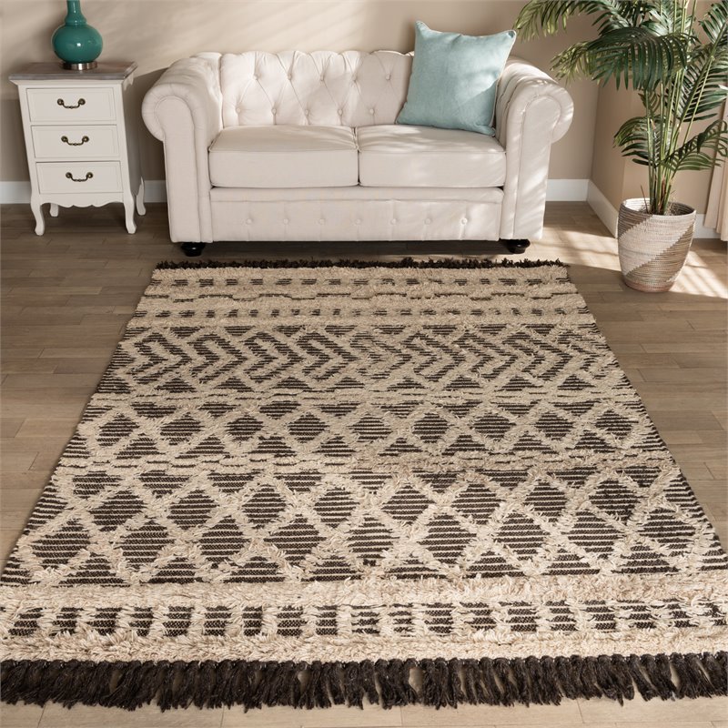 Bowery Hill Ivory and Charcoal Handwoven Wool Area Rug