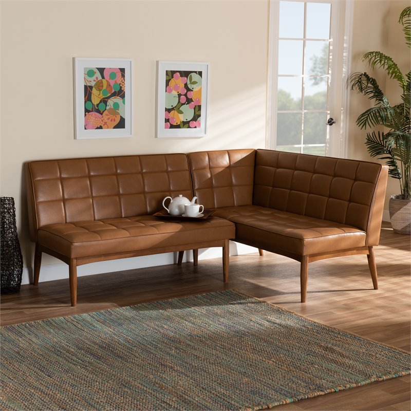 Bowery Hill Tan Brown Finished Wood 2-Piece Dining Set
