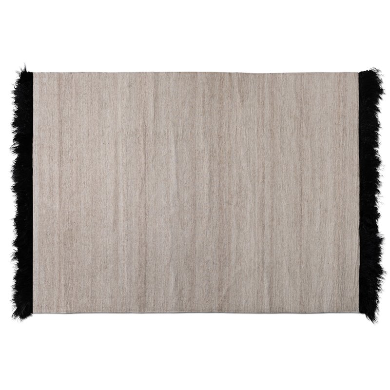Bowery Hill Modern Beige and Black Handwoven Wool Blend Area Rug