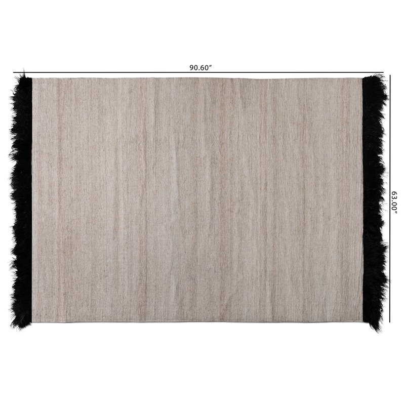 Bowery Hill Modern Beige and Black Handwoven Wool Blend Area Rug