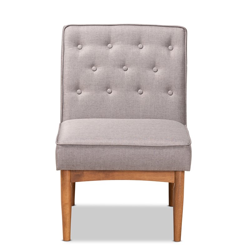Bowery Hill Grey and Walnut Brown Finished Wood Dining Chair