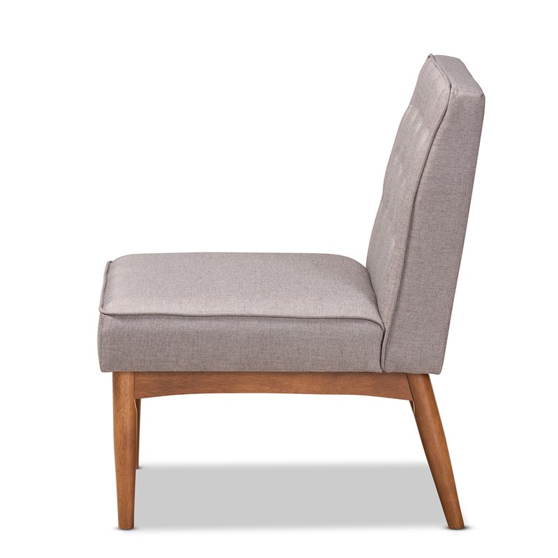 Bowery Hill Grey and Walnut Brown Finished Wood Dining Chair