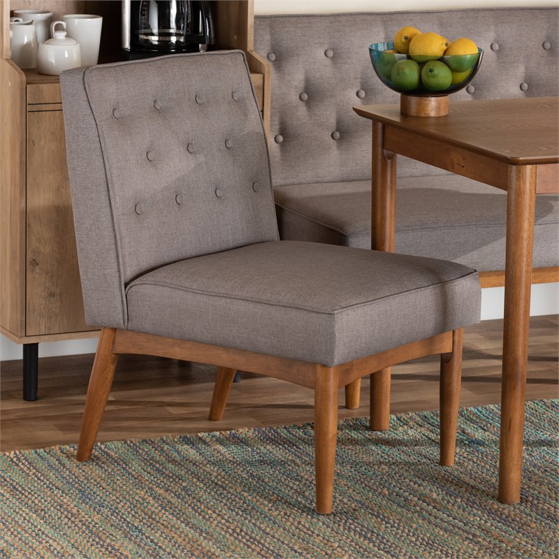 Bowery Hill Grey and Walnut Brown Finished Wood Dining Chair