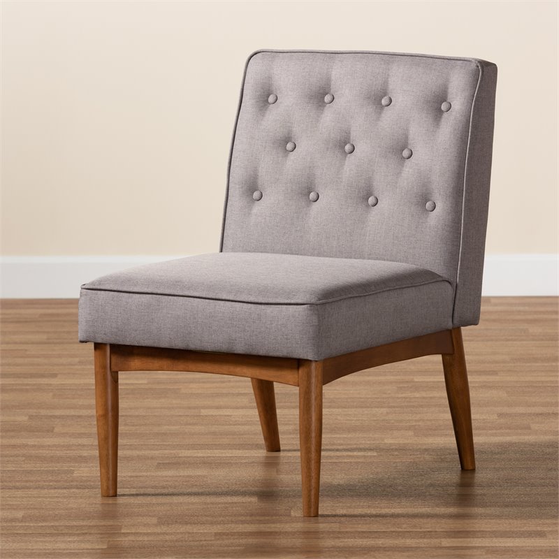 Bowery Hill Grey and Walnut Brown Finished Wood Dining Chair