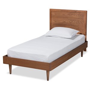 Bowery Hill Walnut Brown Finished Wood Twin Size Platform Bed