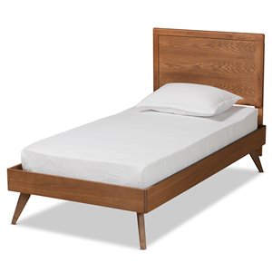 Bowery Hill Walnut Brown Finished Wood Twin Size Platform Bed