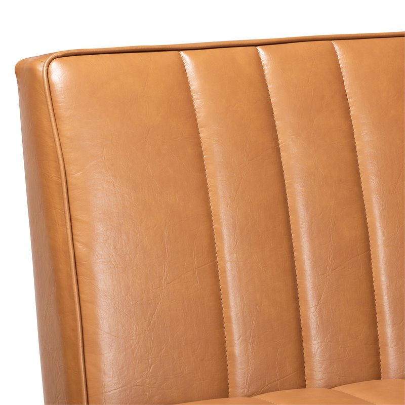 Bowery Hill Faux Leather Tan Dining Nook Set Rectangular Channel Tufted Unassembled