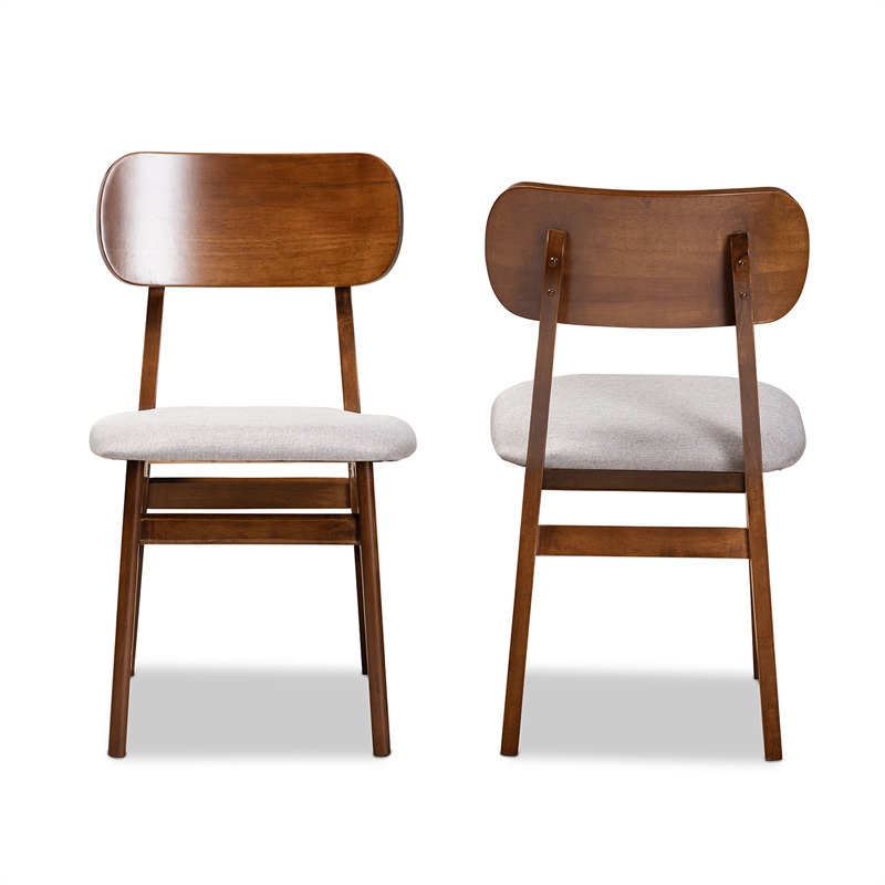 Bowery Hill Grey and Brown Finished Wood 2-Piece Dining Chair Set