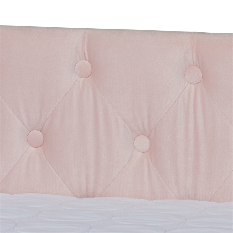 Bowery Hill Contemporary Velvet Upholstered Full Size Daybed w/ Trundle in Pink