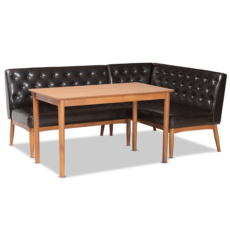 Bowery Hill Dark Brown and Brown Finished Wood 3-Piece Dining Set