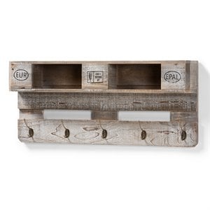Bowery Hill Modern Grey Oak Finished Wood Mounted Coat Rack with Shelves