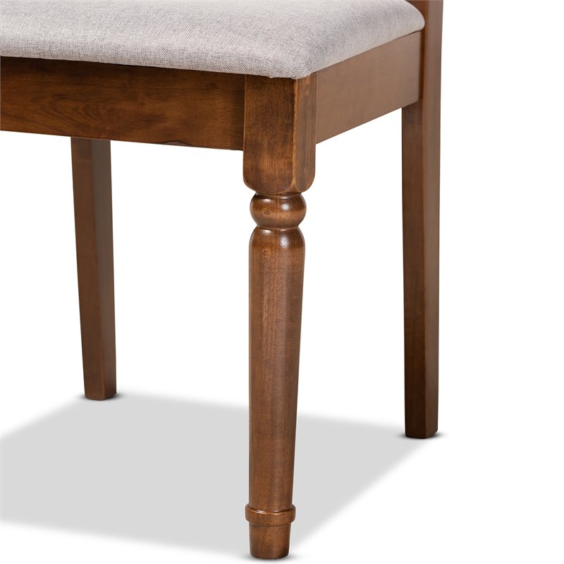 Bowery Hill Grey Fabric and Brown Finished 5-Piece Wood Dining Set
