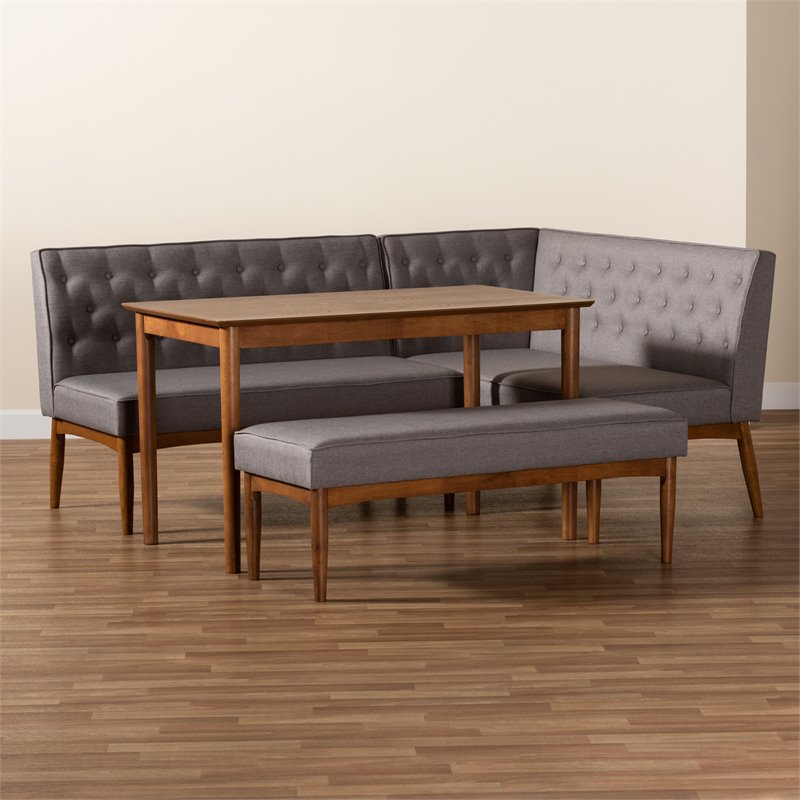 Bowery Hill Grey and Walnut Brown Finished Wood 4-Piece Dining Set