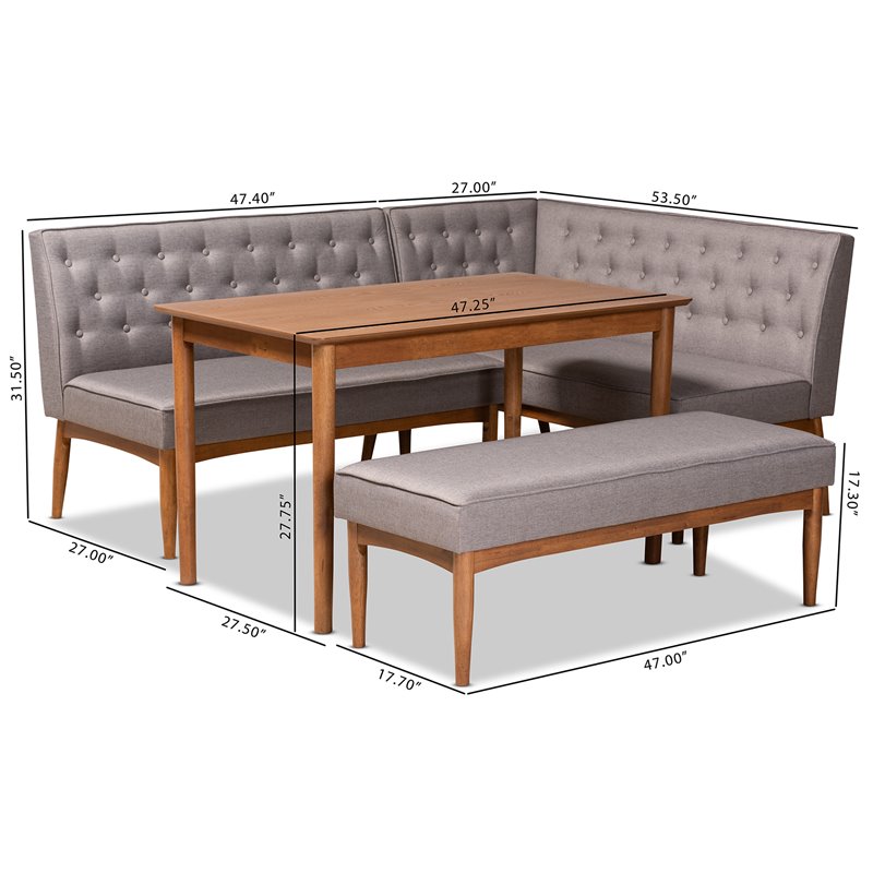Bowery Hill Grey and Walnut Brown Finished Wood 4-Piece Dining Set