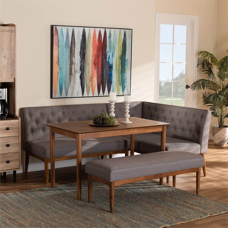 Bowery Hill Grey and Walnut Brown Finished Wood 4-Piece Dining Set