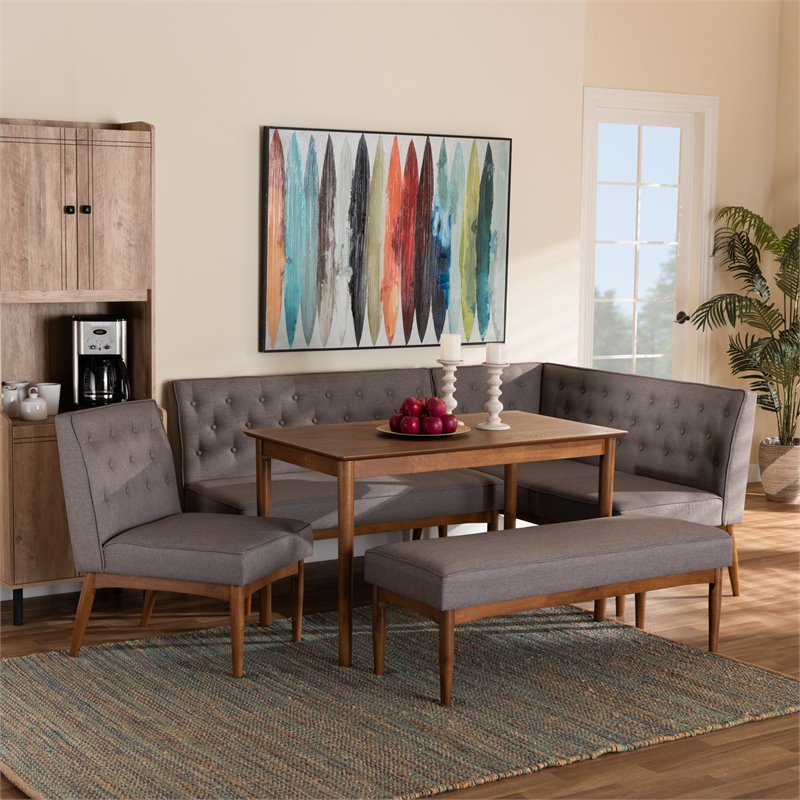Bowery Hill Grey and Walnut Brown Finished Wood 5-Piece Dining Set
