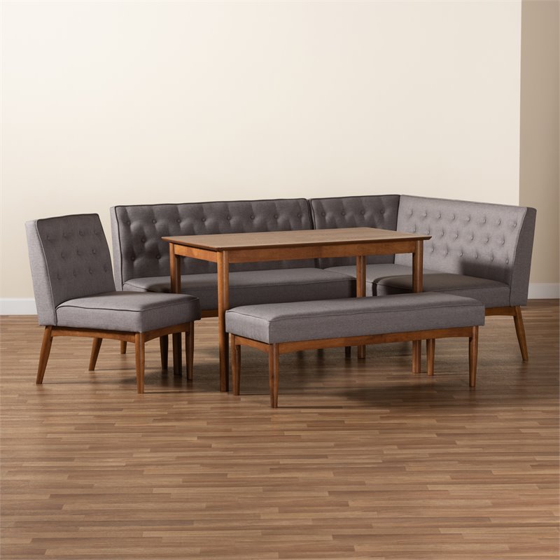 Bowery Hill Grey and Walnut Brown Finished Wood 5-Piece Dining Set