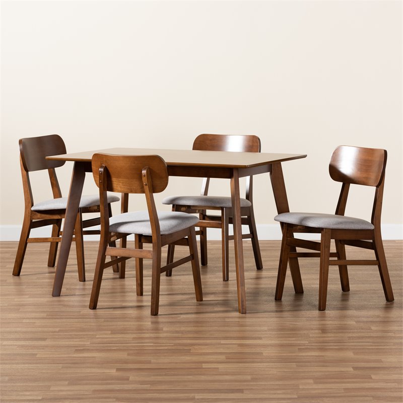 Bowery Hill Grey and Walnut Brown Finished Wood 5-Piece Dining Set