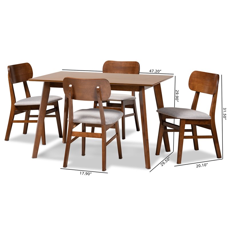 Bowery Hill Grey and Walnut Brown Finished Wood 5-Piece Dining Set