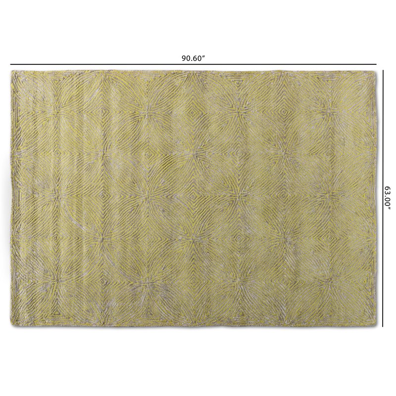 Bowery Hill Modern Lime Green and Grey Hand-Tufted Viscose Fabric Blend Area Rug