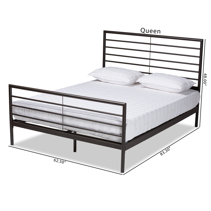 Bowery Hill Industrial Black Finished Metal Full Size Platform Bed