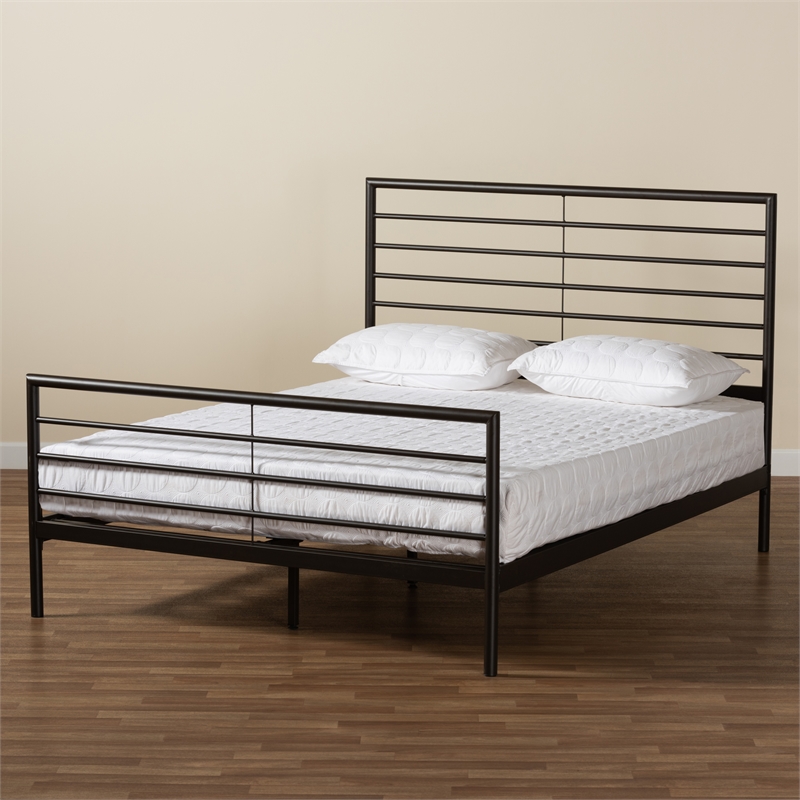 Bowery Hill Industrial Black Finished Metal Full Size Platform Bed