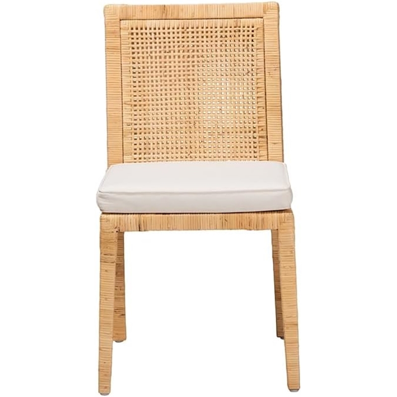 Bowery Hill Mahogany Wood Natural Dining Chair Rectangular Fully Assembled