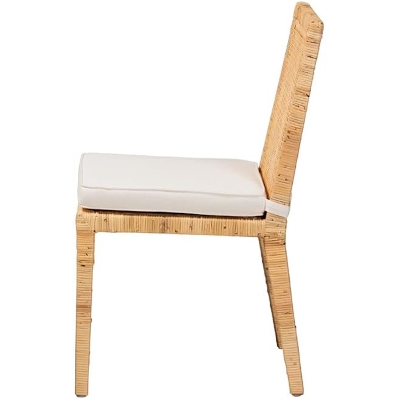 Bowery Hill Mahogany Wood Natural Dining Chair Rectangular Fully Assembled