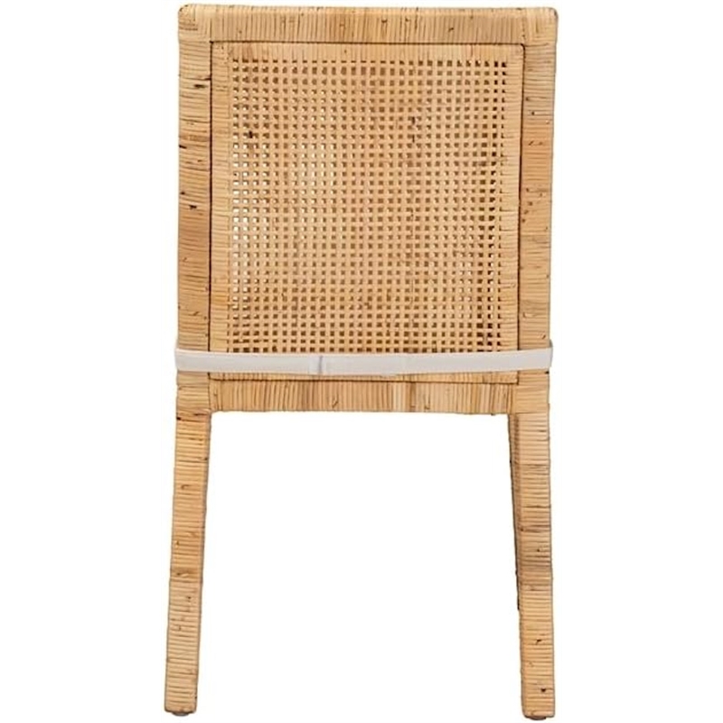 Bowery Hill Mahogany Wood Natural Dining Chair Rectangular Fully Assembled