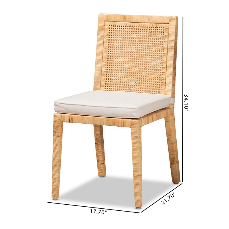 Bowery Hill Mahogany Wood Natural Dining Chair Rectangular Fully Assembled