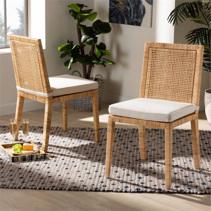 Bowery Hill Mahogany Wood Natural Dining Chair Rectangular Fully Assembled