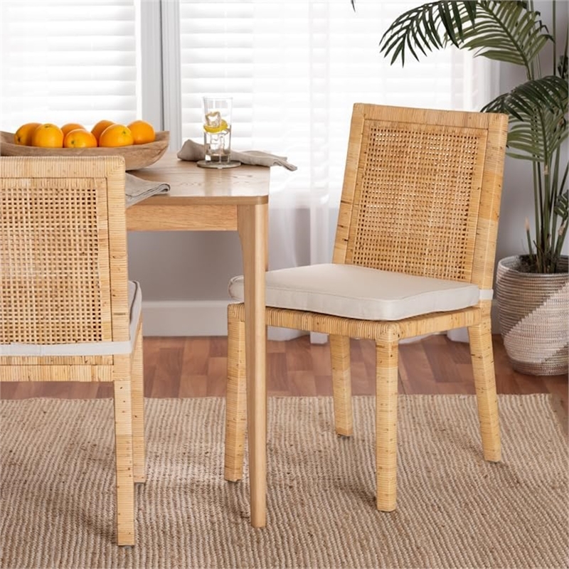 Bowery Hill Mahogany Wood Natural Dining Chair Rectangular Fully Assembled