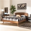 Bowery Hill Rubberwood Walnut Brown Platform Bed Rectangular Assembly Required Queen Size