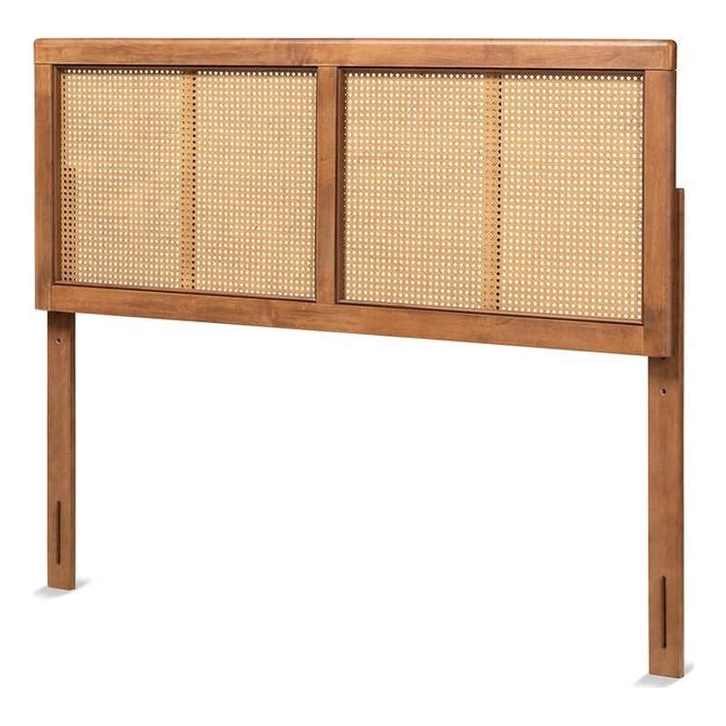 Bowery Hill Rattan Ash Walnut Full Size Headboard Rectangular Woven Detailing 55.9