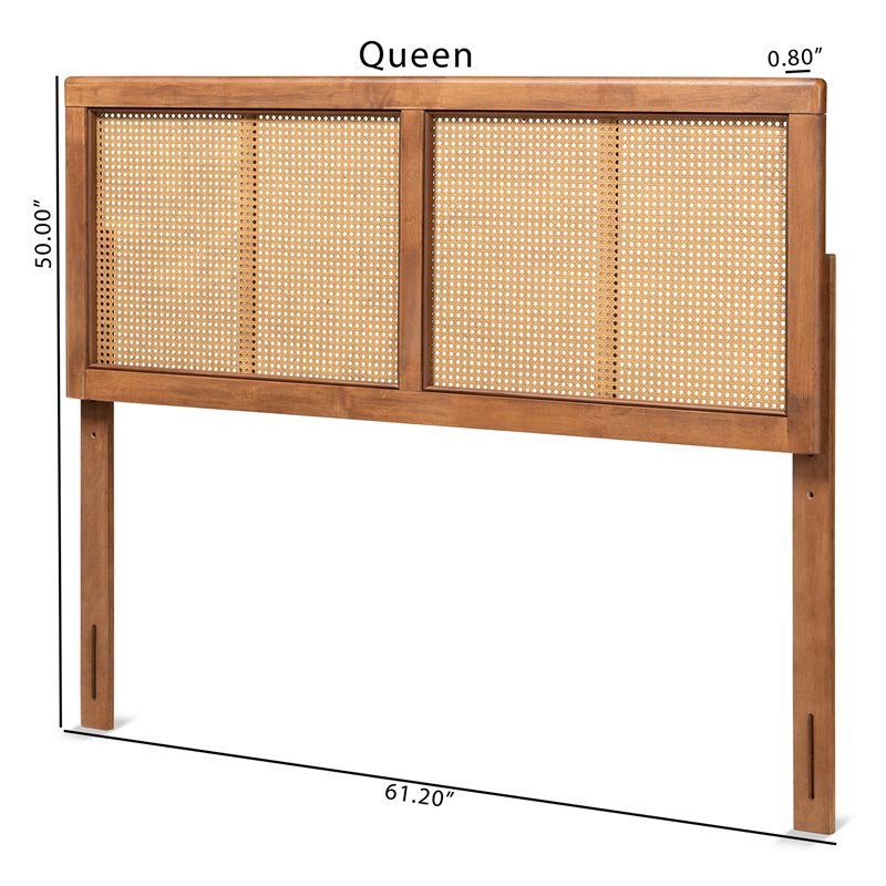 Bowery Hill Wood Walnut Headboard Rectangular Mid-Century Modern 61.2