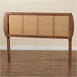 Bowery Hill Rubber Wood Ash Walnut Headboard Rectangular Woven Detailing 60.6