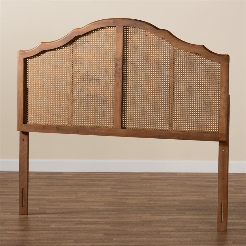 Bowery Hill Rubberwood Ash Walnut King Size Arched Headboard Unassembled