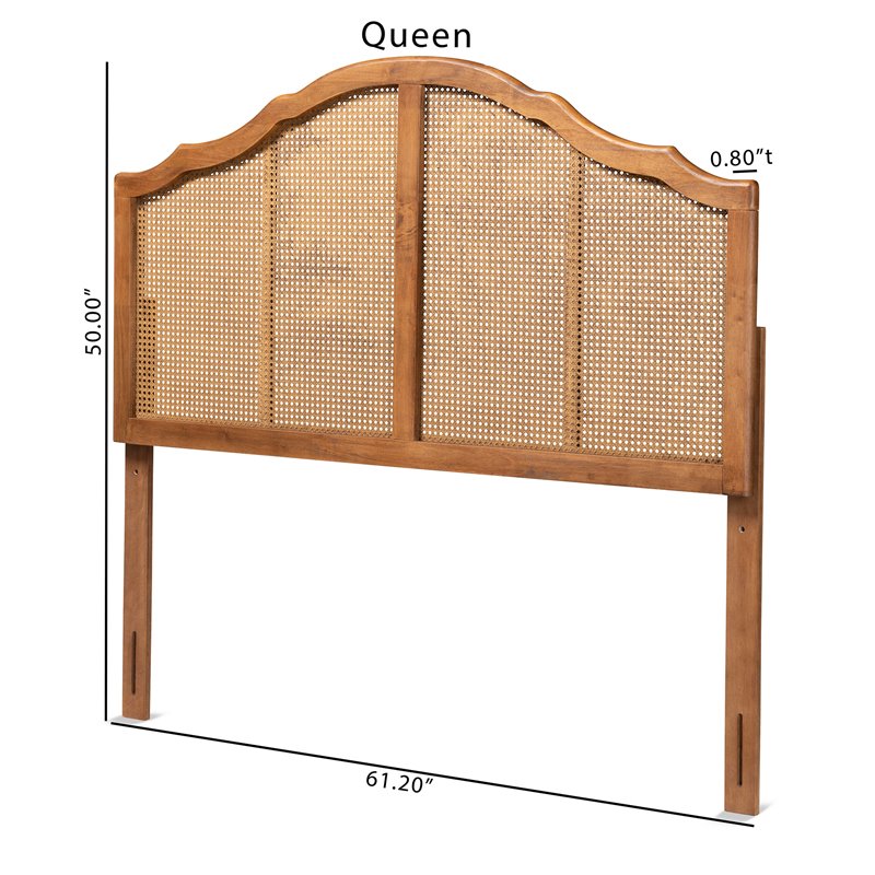 Bowery Hill Rubberwood Ash Walnut King Size Arched Headboard Unassembled