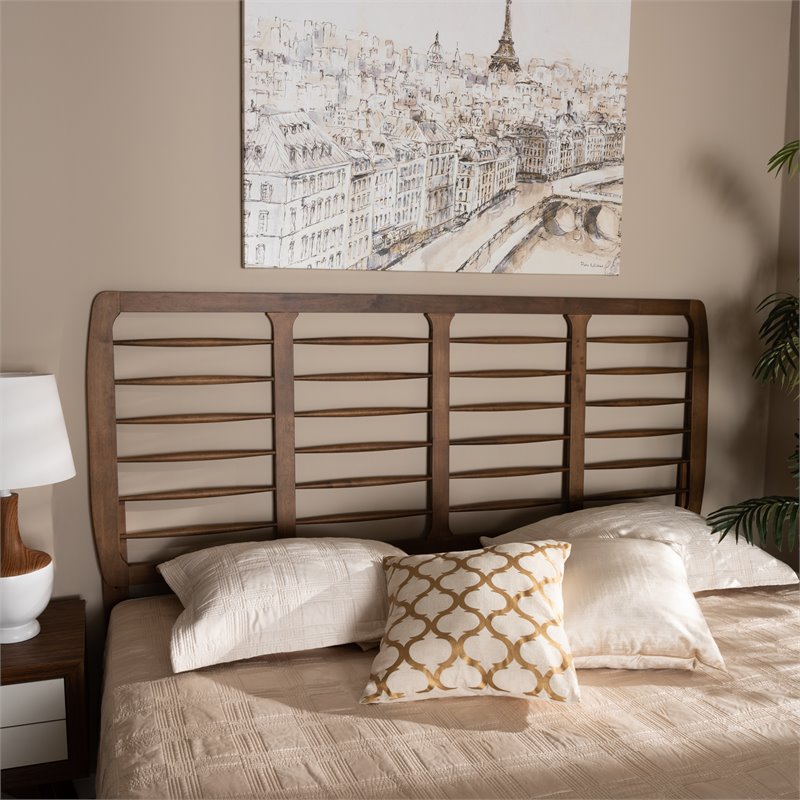 Bowery Hill Ash Walnut Finished Wood King Size Headboard