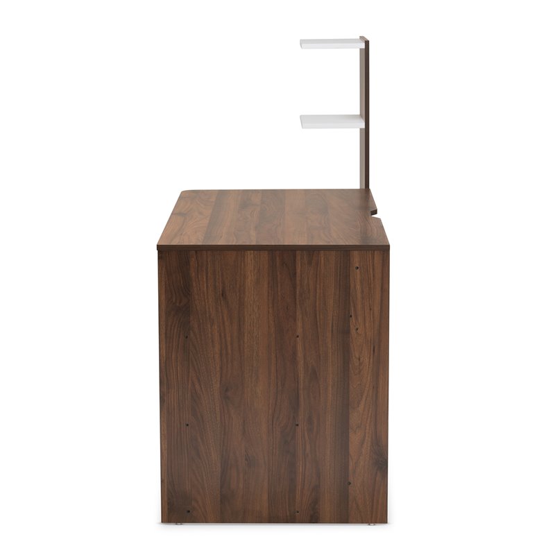 Bowery Hill White and Brown Finished Wood Storage Computer Desk with Shelves